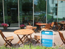 Manchester Incubator Building: outside seating area